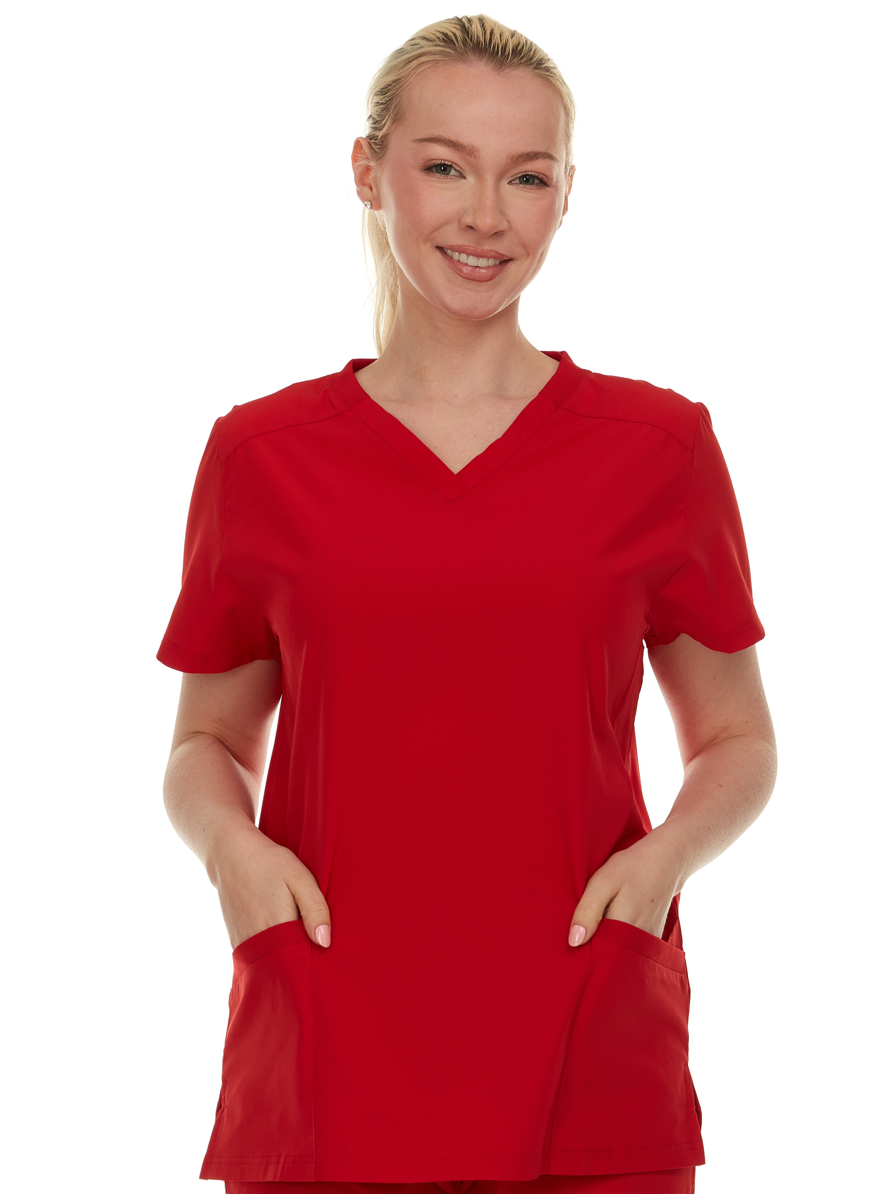 HEAL+WEAR Women's V-Neck Stretch Medical Scrub Top with 2 Utility Pockets – 4-Way Stretch - Soft, Breathable & Professional Fit