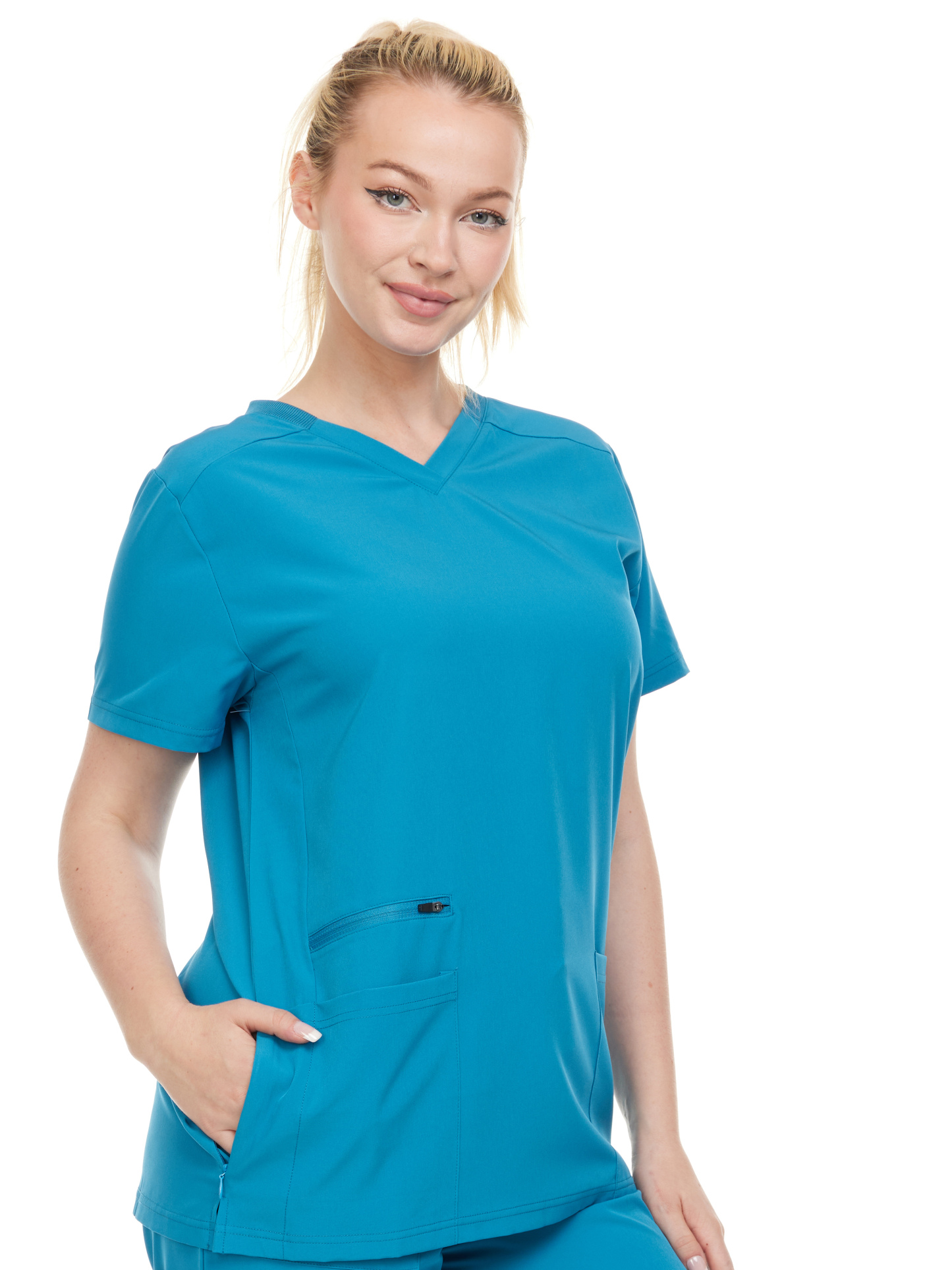 HEAL+WEAR Modern Women's V-Neck Scrub Top – Breathable 4-Way Stretch with Multi-Pocket Utility Design
