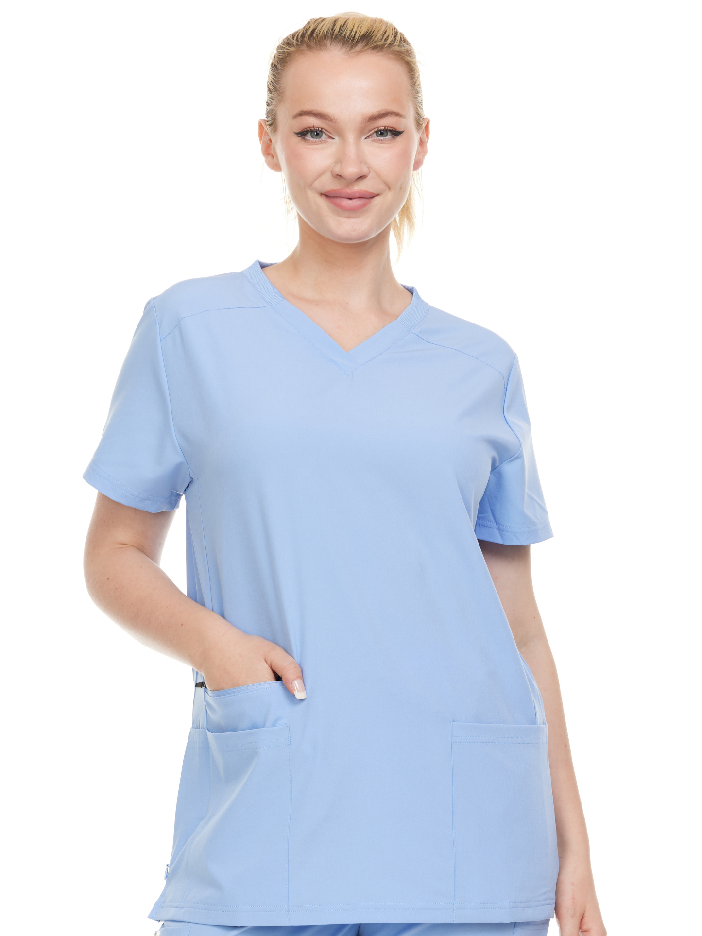 HEAL+WEAR Modern Women's V-Neck Scrub Top – Breathable 4-Way Stretch with Multi-Pocket Utility Design