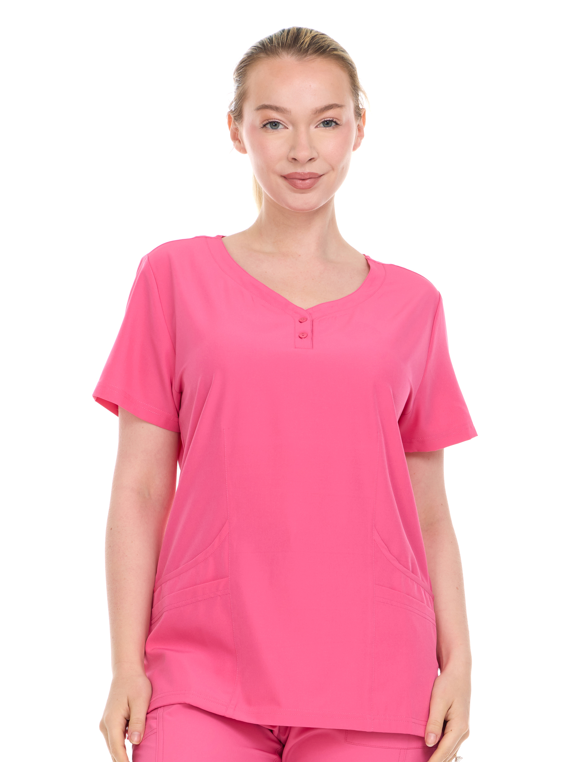 HEAL+WEAR Women's V-Neck Scrub Top – 4-Way Stretch - Soft Stretch Medical Uniform Shirt with 2 Pockets, Classic Fit Nurse Workwear