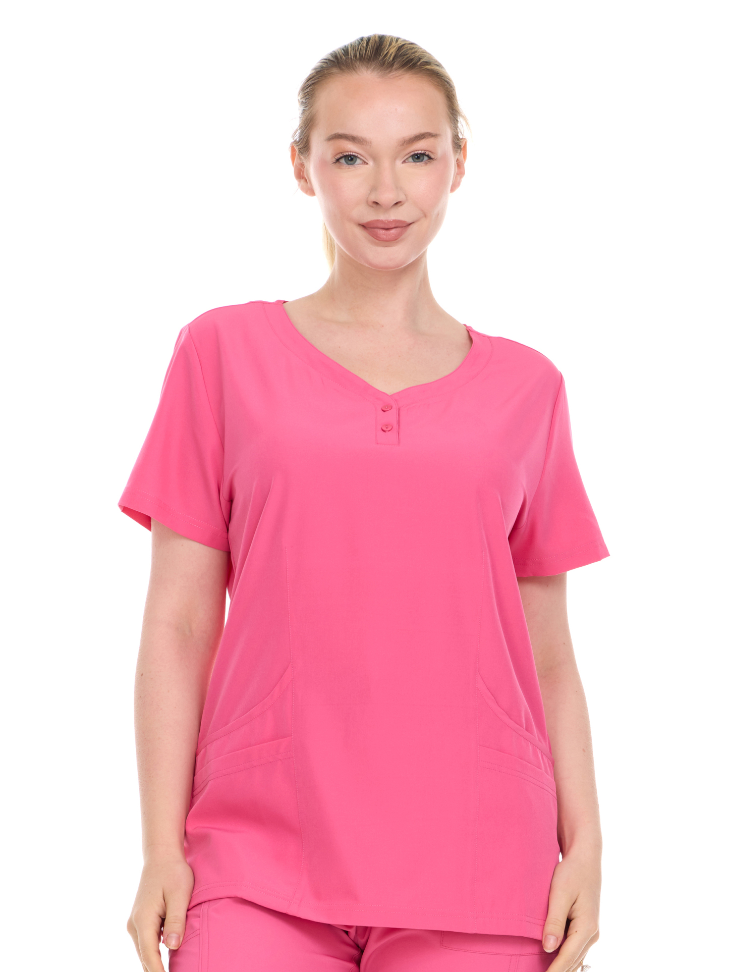 HEAL+WEAR Women's V-Neck Scrub Top – 4-Way Stretch - Soft Stretch Medical Uniform Shirt with 2 Pockets, Classic Fit Nurse Workwear