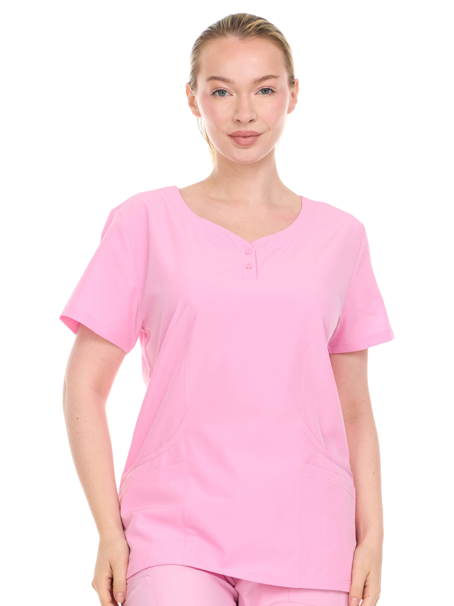 HEAL+WEAR Women's V-Neck Scrub Top – 4-Way Stretch - Soft Stretch Medical Uniform Shirt with 2 Pockets, Classic Fit Nurse Workwear