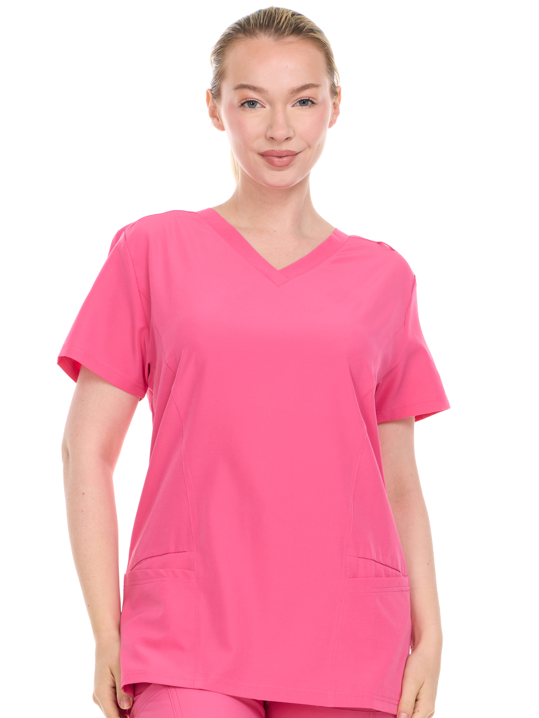 HEAL+WEAR Womens V-Neck Scrub Top with Utility Pockets – Soft Stretch Nursing Uniform Shirt for Healthcare Workers - 4-Way Stretch