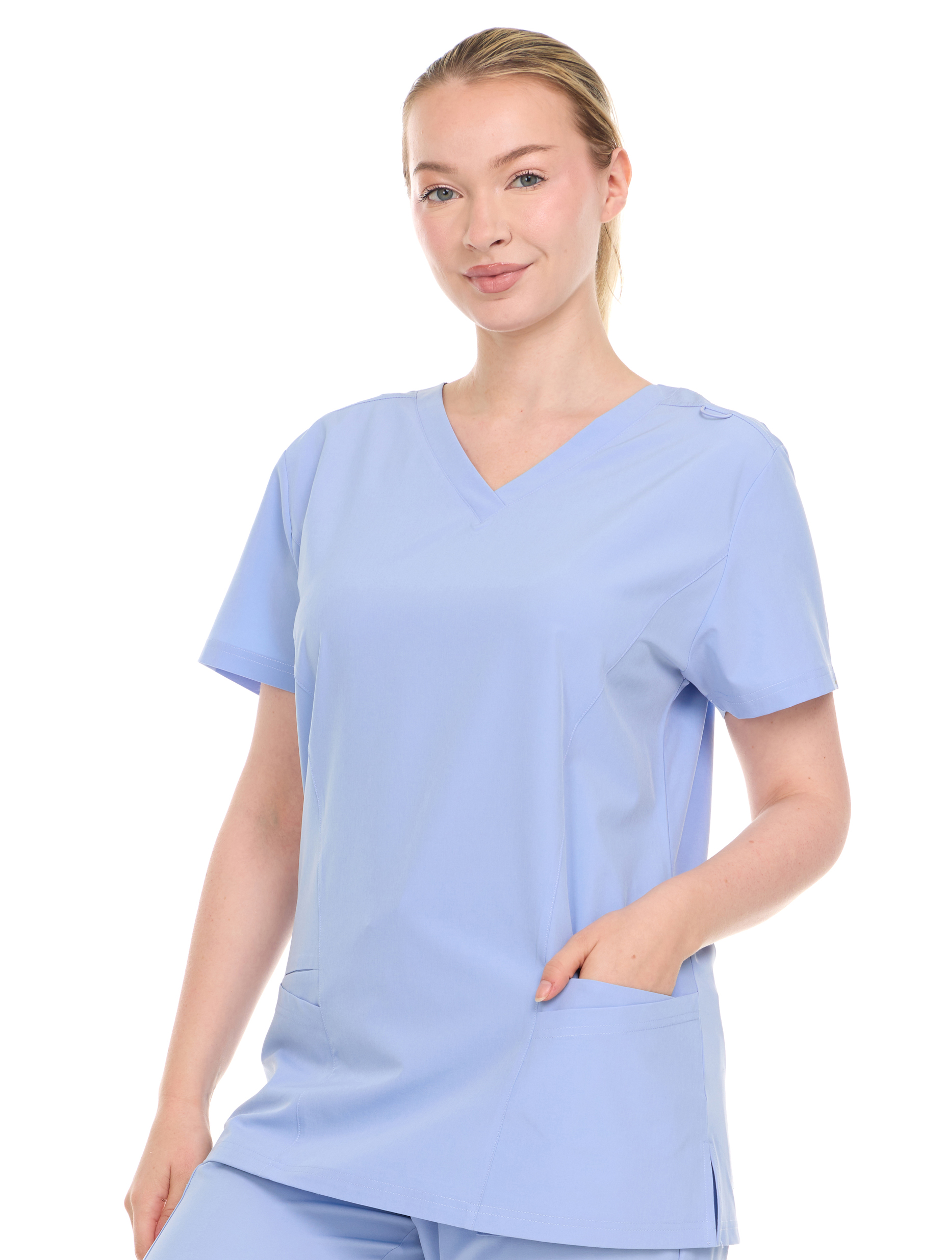 HEAL+WEAR Womens V-Neck Scrub Top with Utility Pockets – Soft Stretch Nursing Uniform Shirt for Healthcare Workers - 4-Way Stretch