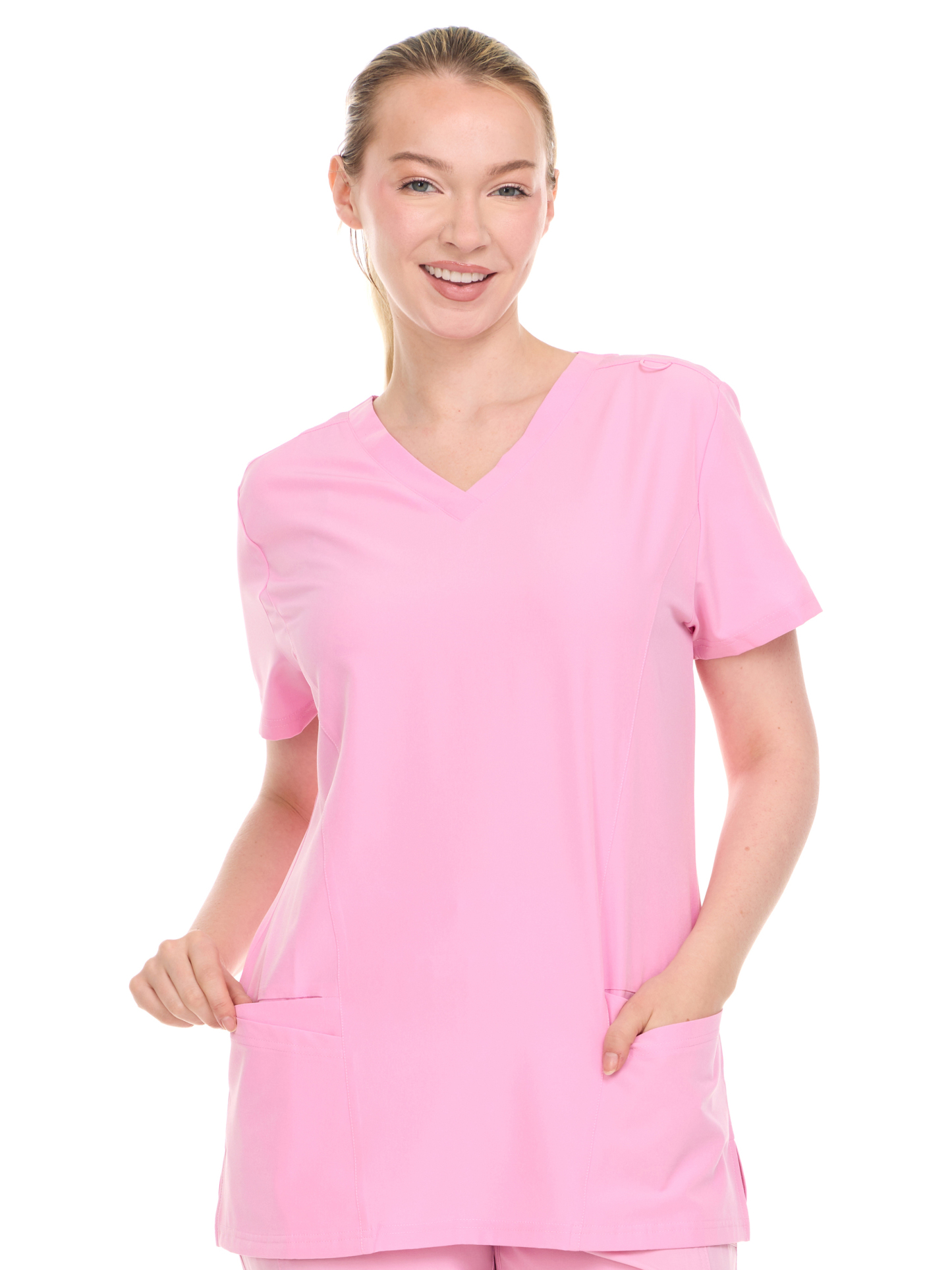 HEAL+WEAR Womens V-Neck Scrub Top with Utility Pockets – Soft Stretch Nursing Uniform Shirt for Healthcare Workers - 4-Way Stretch