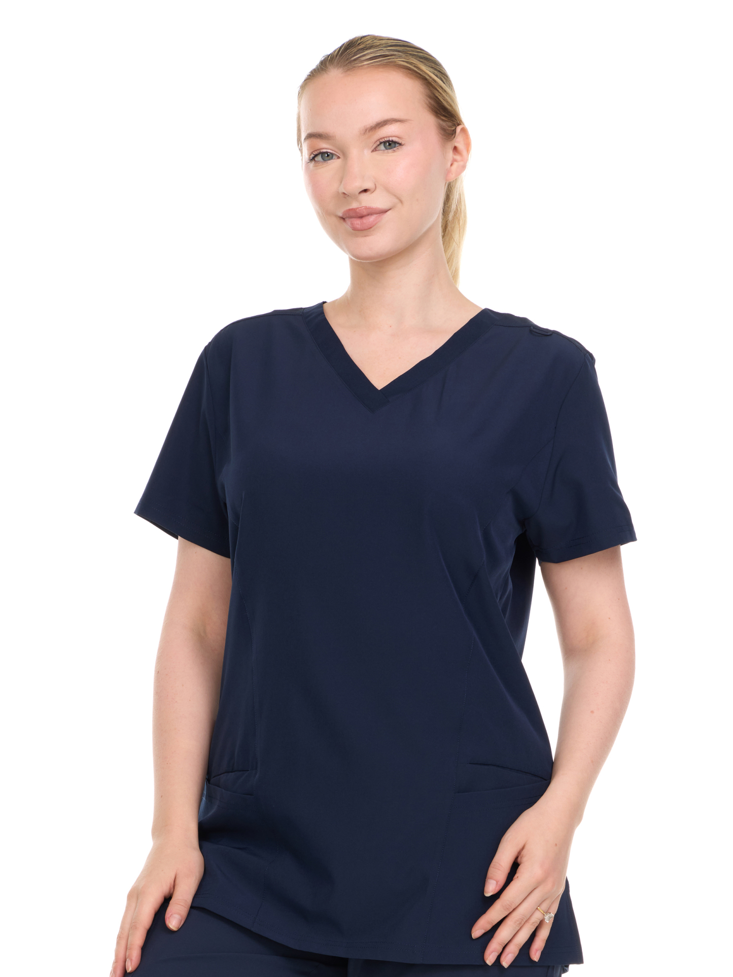 HEAL+WEAR Womens V-Neck Scrub Top with Utility Pockets – Soft Stretch Nursing Uniform Shirt for Healthcare Workers - 4-Way Stretch