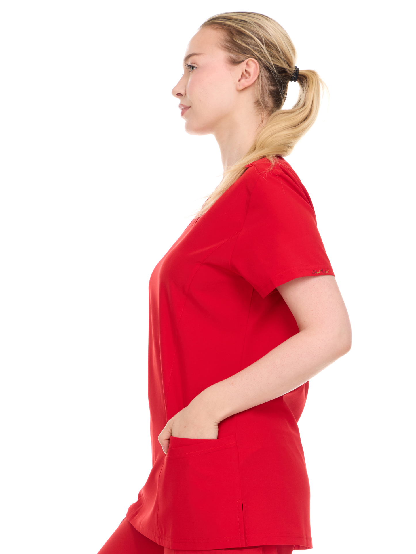 HEAL+WEAR Womens V-Neck Scrub Top with Utility Pockets – Soft Stretch Nursing Uniform Shirt for Healthcare Workers - 4-Way Stretch