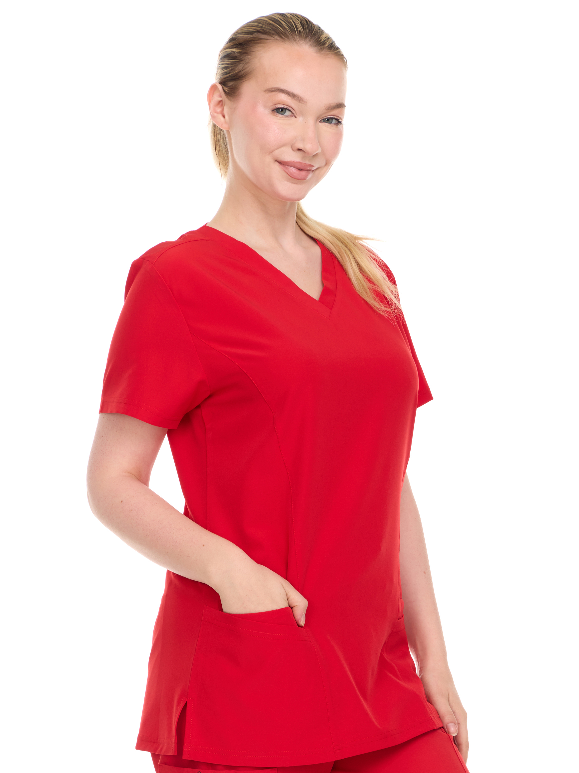 HEAL+WEAR Womens V-Neck Scrub Top with Utility Pockets – Soft Stretch Nursing Uniform Shirt for Healthcare Workers - 4-Way Stretch