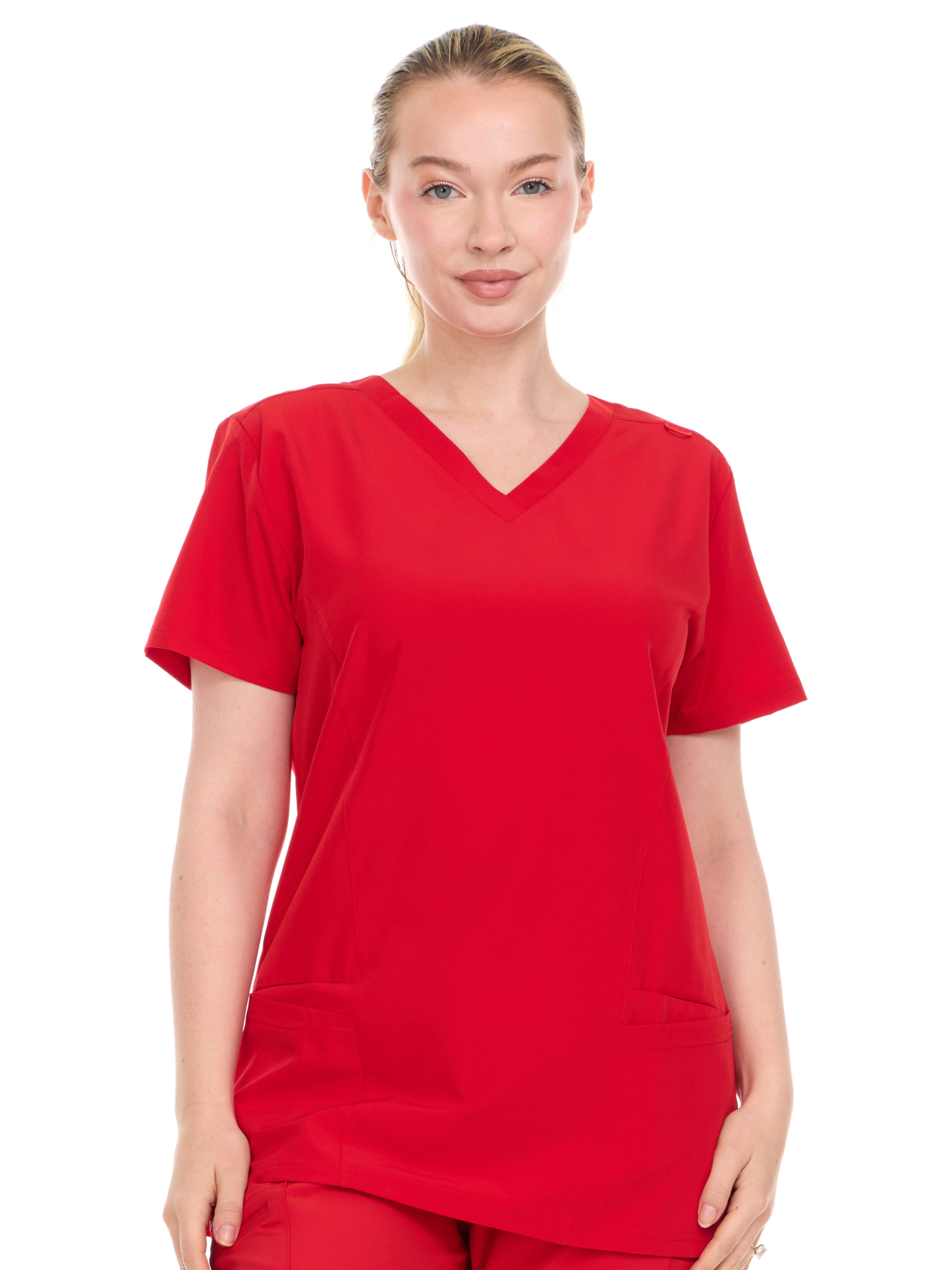 HEAL+WEAR Womens V-Neck Scrub Top with Utility Pockets – Soft Stretch Nursing Uniform Shirt for Healthcare Workers - 4-Way Stretch