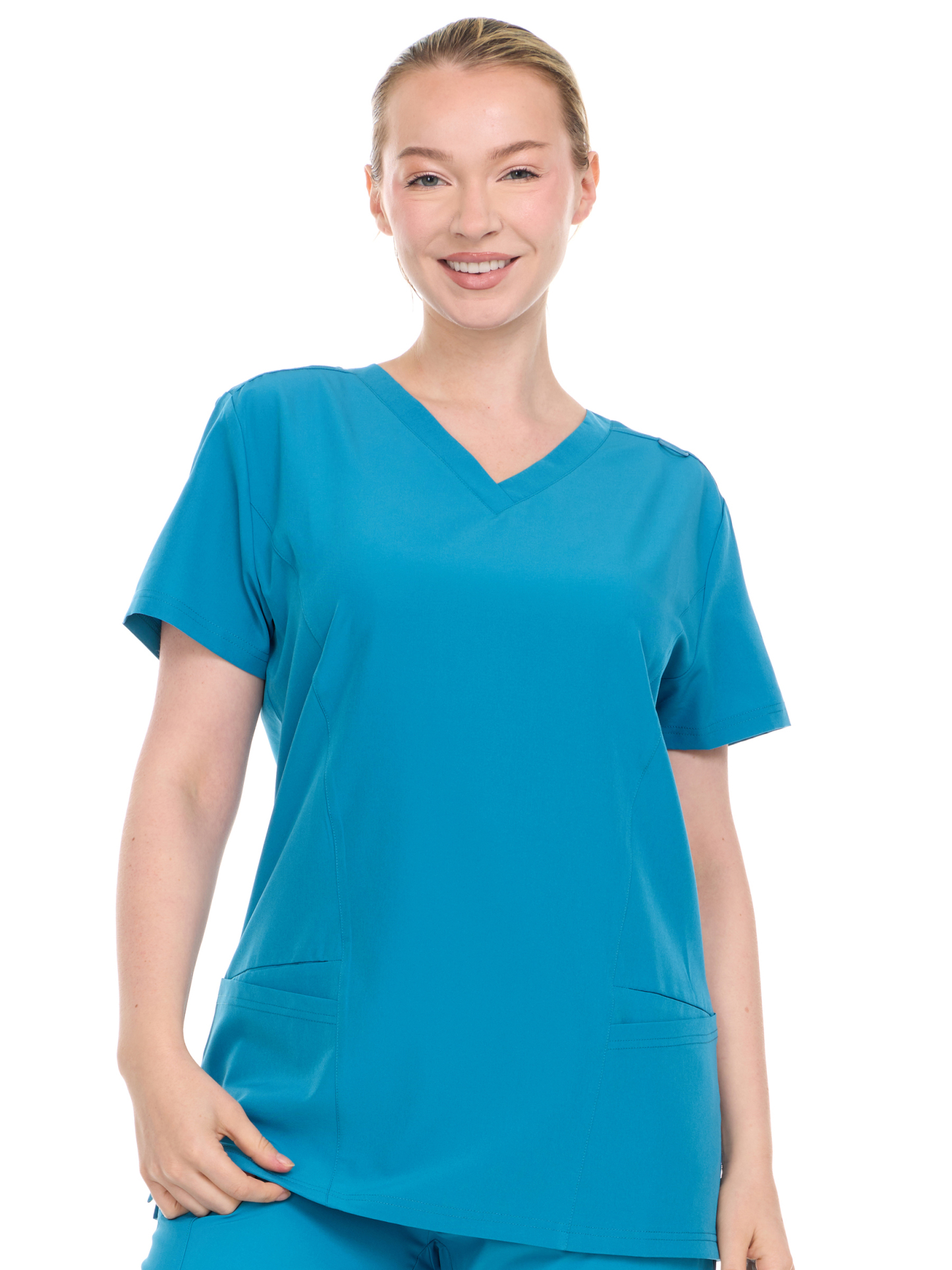 HEAL+WEAR Womens V-Neck Scrub Top with Utility Pockets – Soft Stretch Nursing Uniform Shirt for Healthcare Workers - 4-Way Stretch