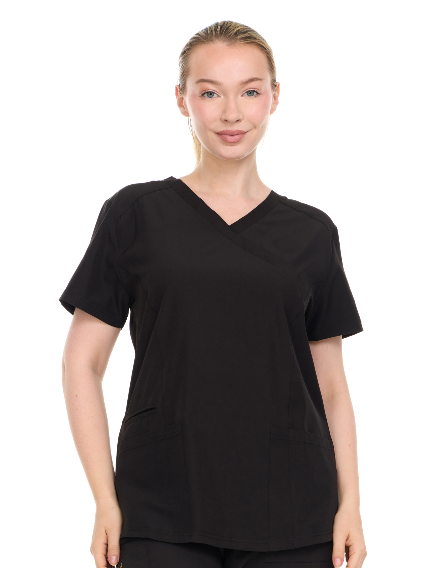 HEAL+WEAR Womens Stretch V-Neck Scrub Top – 4-Way Stretch - Lightweight Medical Uniform Shirt with 2 Utility Pockets DDT053