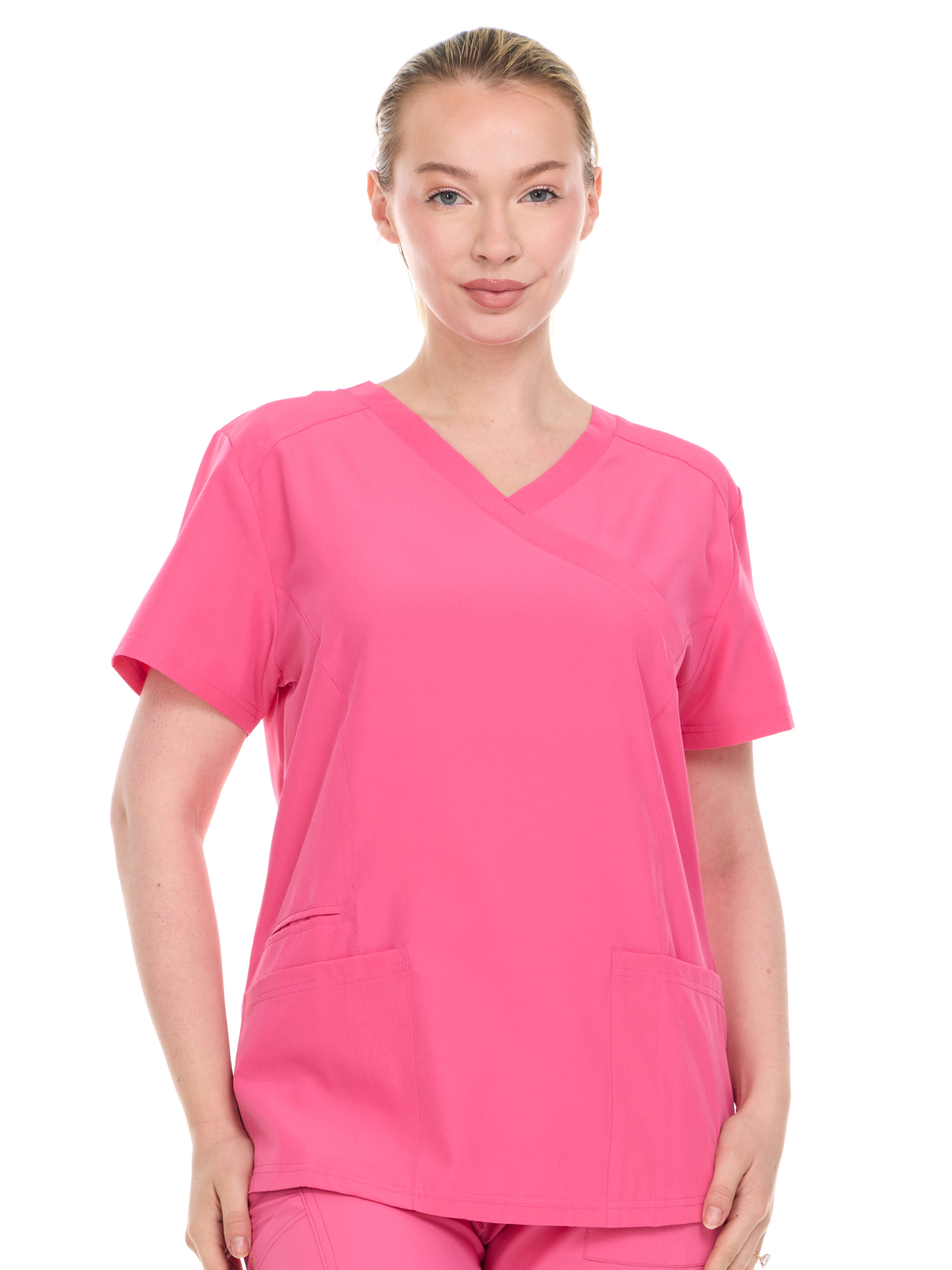 HEAL+WEAR Womens Stretch V-Neck Scrub Top – 4-Way Stretch - Lightweight Medical Uniform Shirt with 2 Utility Pockets DDT053