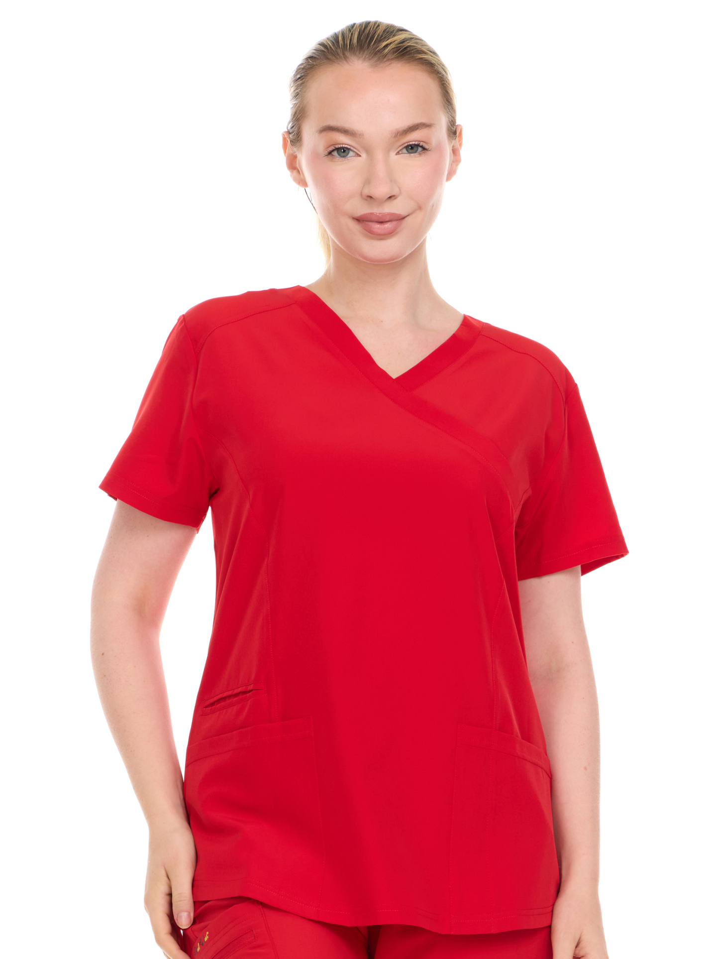 HEAL+WEAR Womens Stretch V-Neck Scrub Top – 4-Way Stretch - Lightweight Medical Uniform Shirt with 2 Utility Pockets DDT053