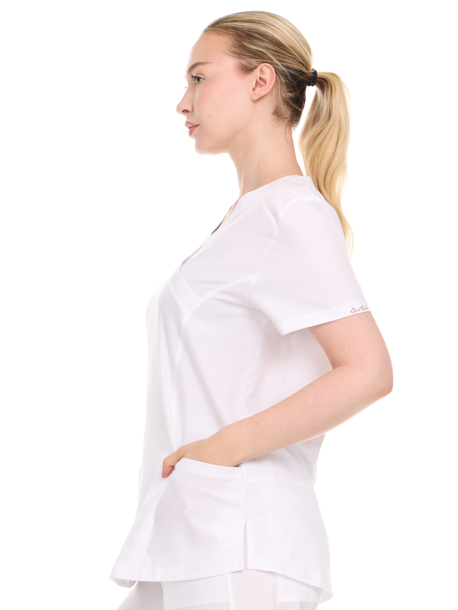 HEAL+WEAR Womens Stretch V-Neck Scrub Top – 4-Way Stretch - Lightweight Medical Uniform Shirt with 2 Utility Pockets DDT053