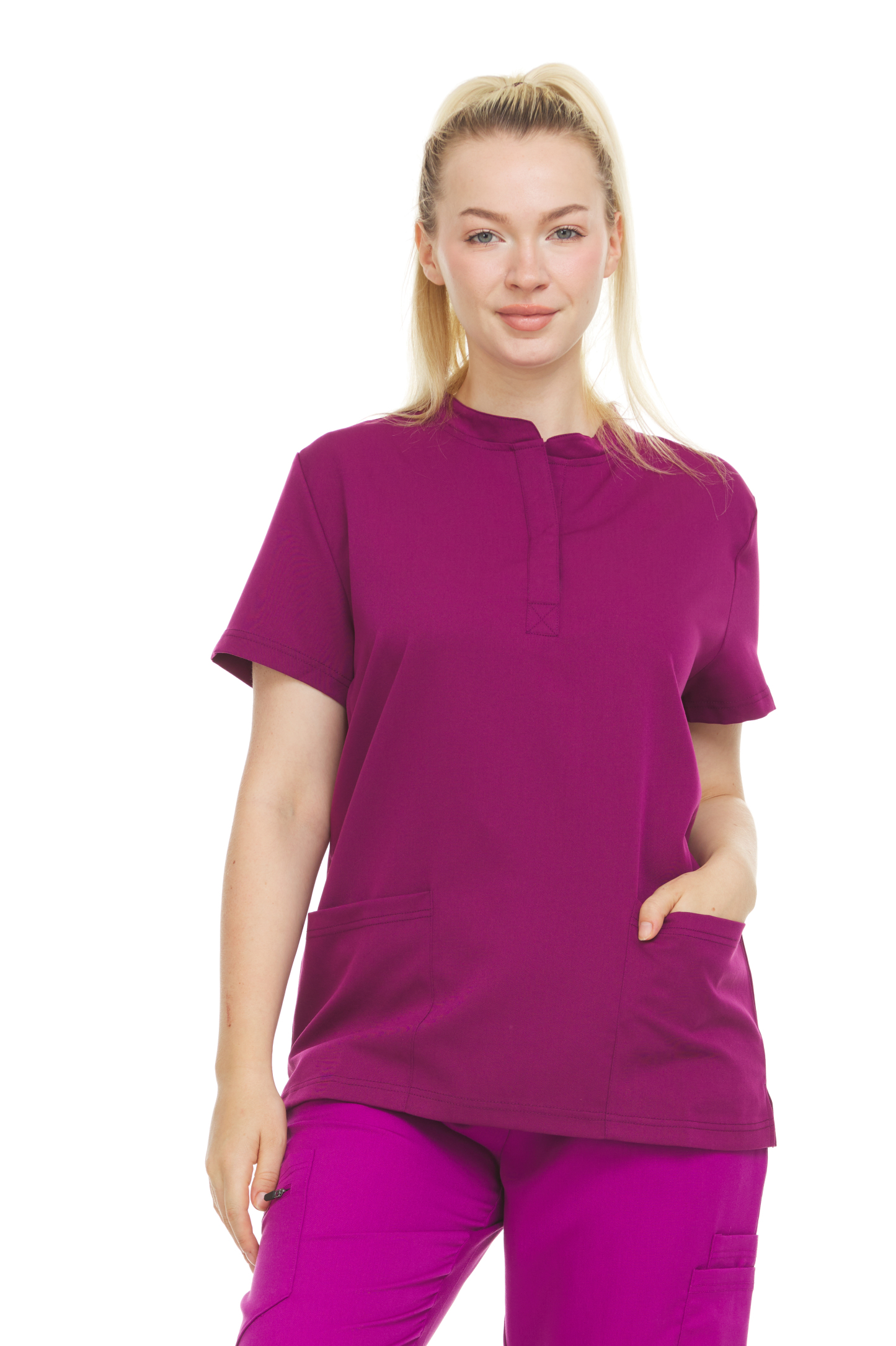 HEAL+WEAR Women's Stretch Mandarin Collar Scrub Top – Lightweight, Soft Touch, Moisture-Wicking, Multiple Colors ET2001