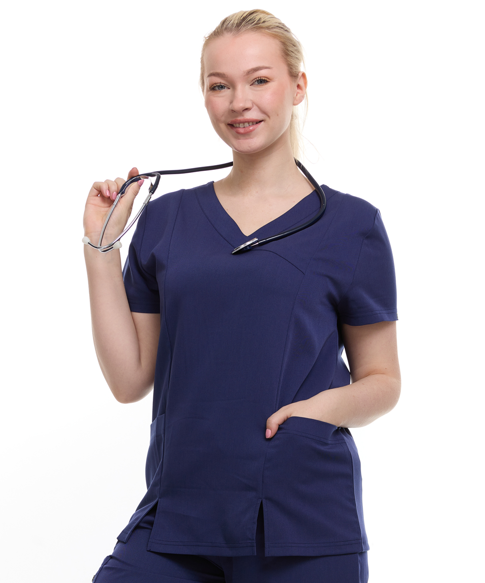 HEAL+WEAR Women's V-Neck Scrub Top – Tailored Fit, Stretch Fabric, Moisture-Wicking – Multiple Colors Available ET2003