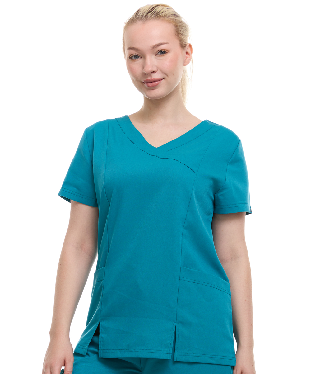 HEAL+WEAR Women's V-Neck Scrub Top – Tailored Fit, Stretch Fabric, Moisture-Wicking – Multiple Colors Available ET2003