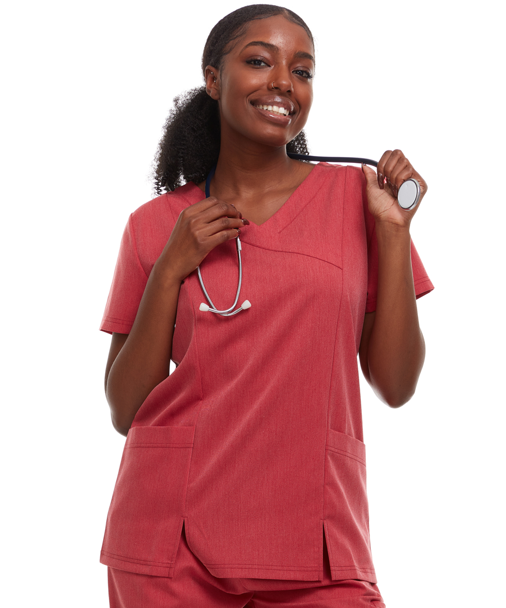 HEAL+WEAR Women's V-Neck Scrub Top – Tailored Fit, Stretch Fabric, Moisture-Wicking – Multiple Colors Available ET2003