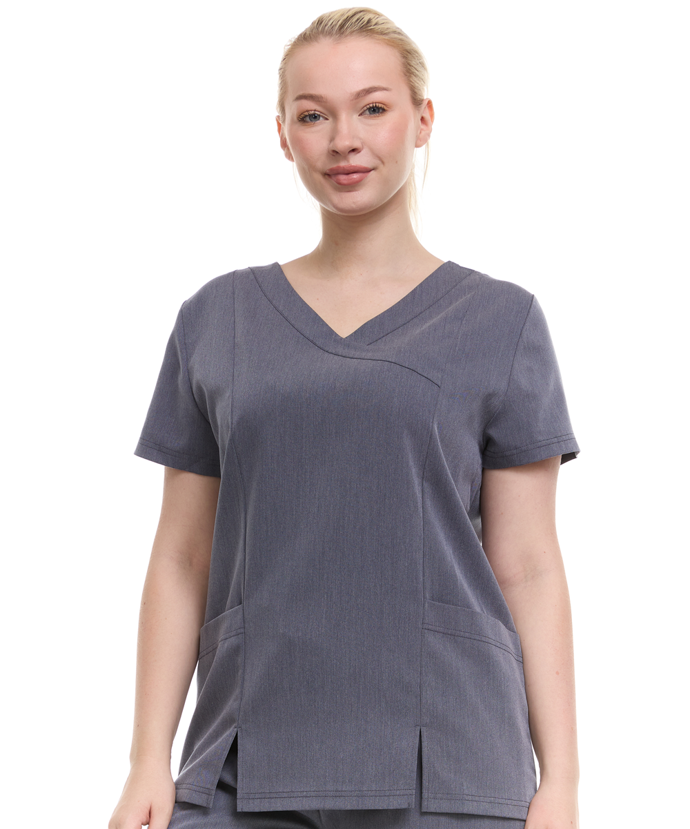 HEAL+WEAR Women's V-Neck Scrub Top – Tailored Fit, Stretch Fabric, Moisture-Wicking – Multiple Colors Available ET2003