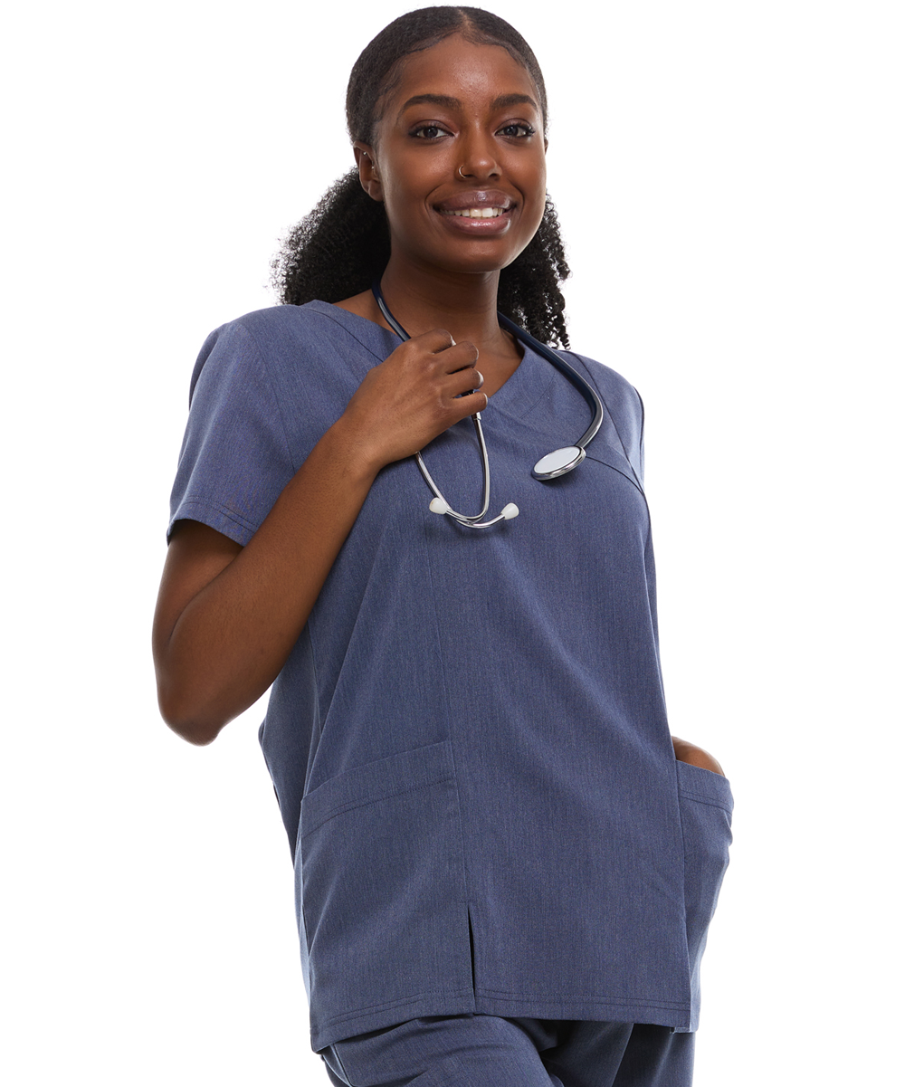 HEAL+WEAR Women's V-Neck Scrub Top – Tailored Fit, Stretch Fabric, Moisture-Wicking – Multiple Colors Available ET2003