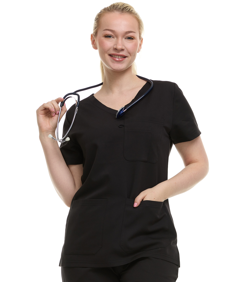 HEAL+WEAR Women's V-Neck Scrub Top , Triple Pocket Design, Wrinkle-Resistant, Breathable Fabric – Multiple Colors Available ET2016
