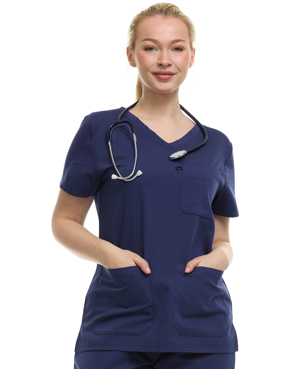 HEAL+WEAR Women's V-Neck Scrub Top , Triple Pocket Design, Wrinkle-Resistant, Breathable Fabric – Multiple Colors Available ET2016