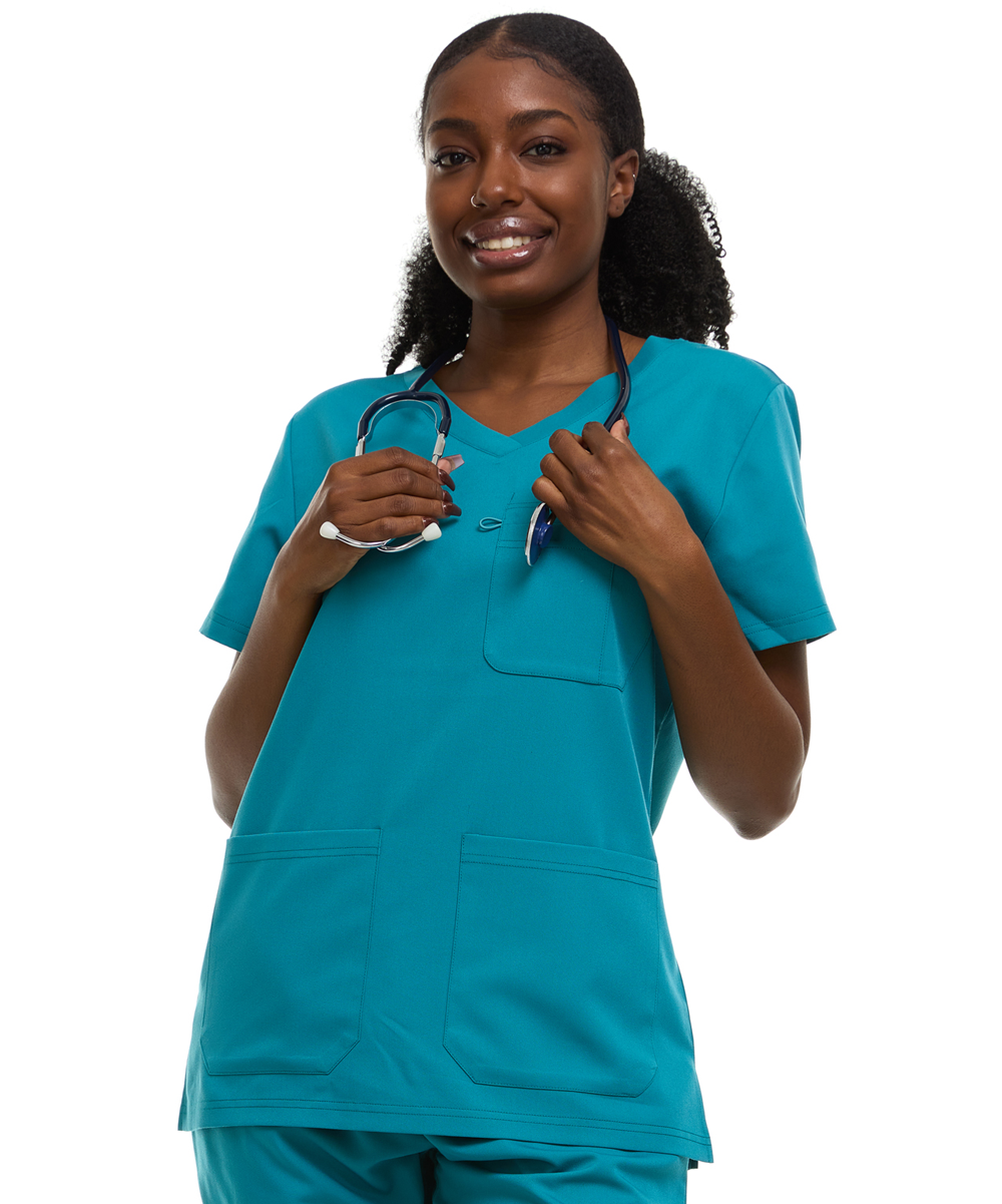 HEAL+WEAR Women's V-Neck Scrub Top , Triple Pocket Design, Wrinkle-Resistant, Breathable Fabric – Multiple Colors Available ET2016