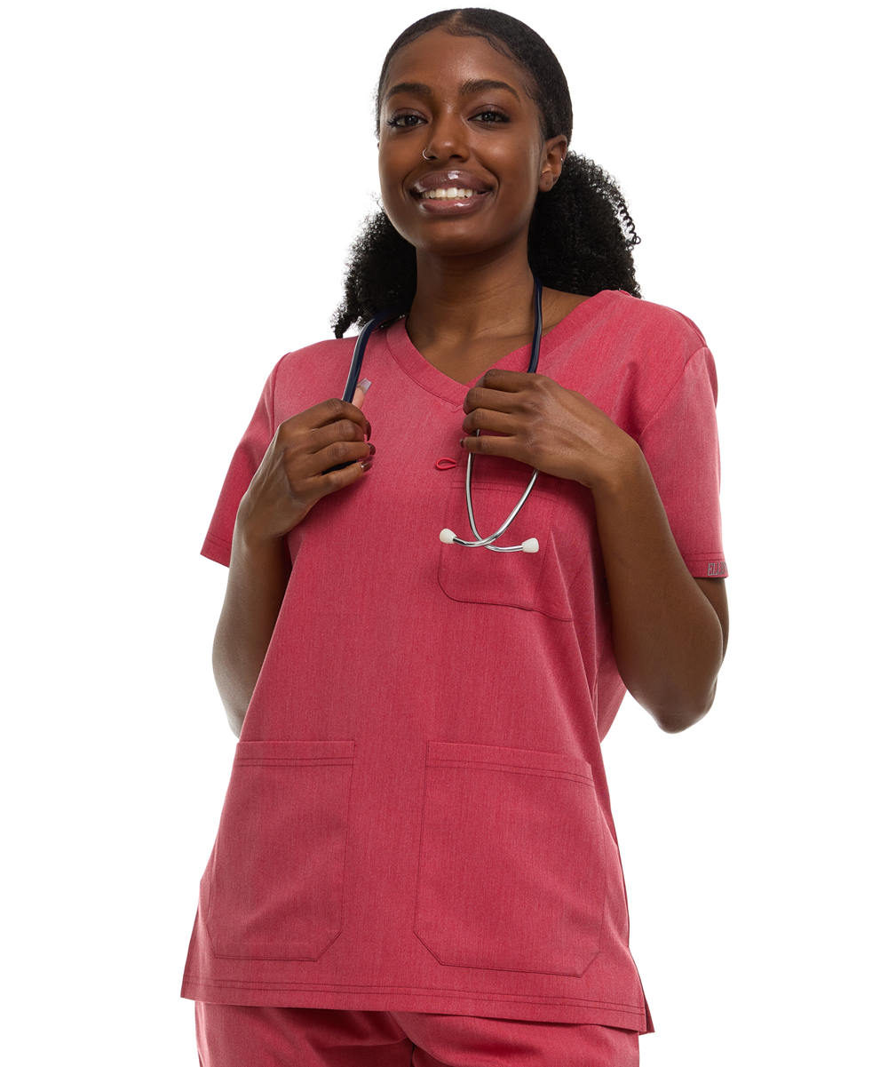 HEAL+WEAR Women's V-Neck Scrub Top , Triple Pocket Design, Wrinkle-Resistant, Breathable Fabric – Multiple Colors Available ET2016