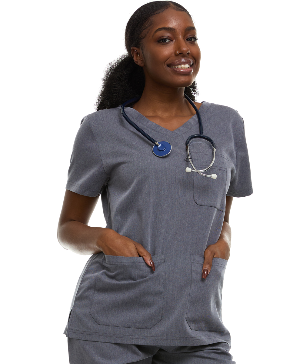 HEAL+WEAR Women's V-Neck Scrub Top , Triple Pocket Design, Wrinkle-Resistant, Breathable Fabric – Multiple Colors Available ET2016