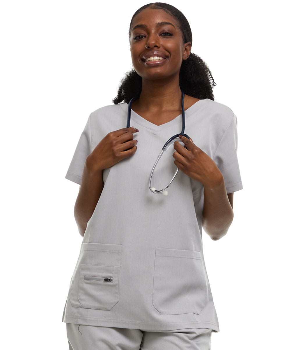 HEAL+WEAR Women's V-Neck Scrub Top , Triple Pocket Design, Wrinkle-Resistant, Breathable Fabric – Multiple Colors Available ET2016