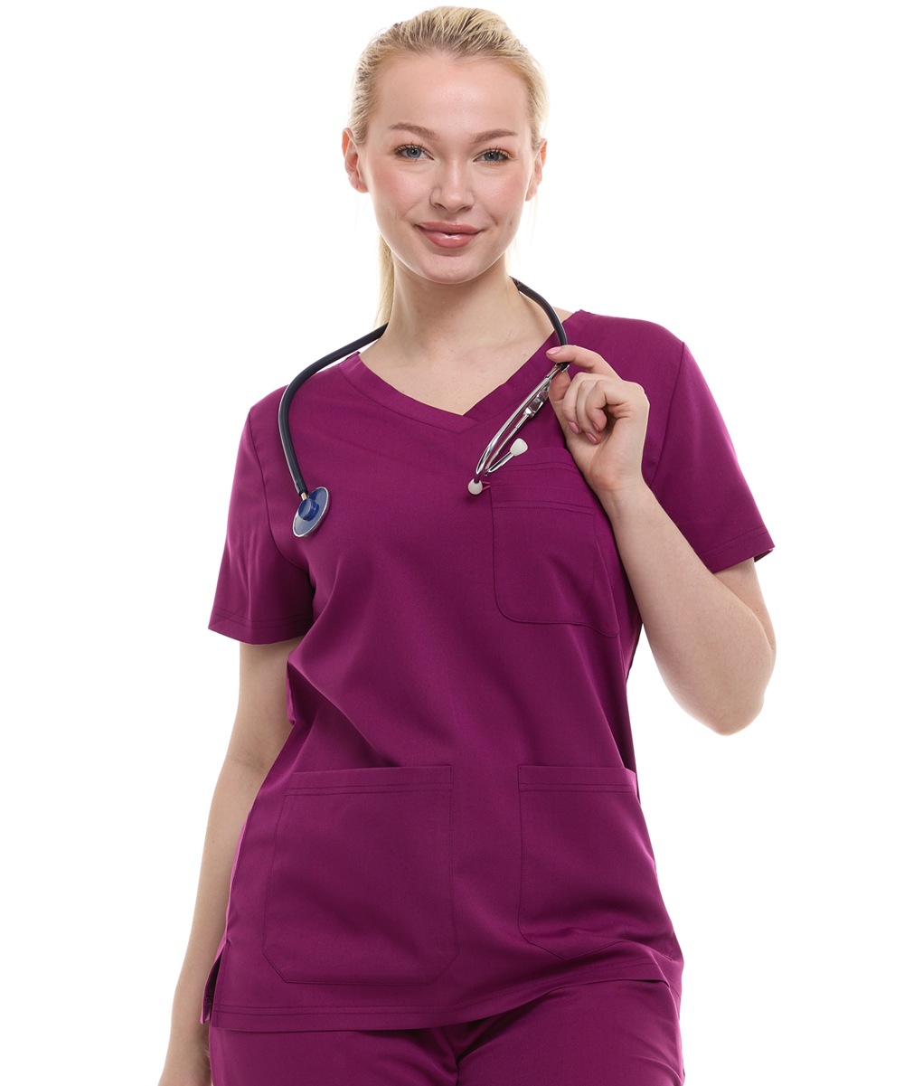 HEAL+WEAR Women's V-Neck Scrub Top , Triple Pocket Design, Wrinkle-Resistant, Breathable Fabric – Multiple Colors Available ET2016