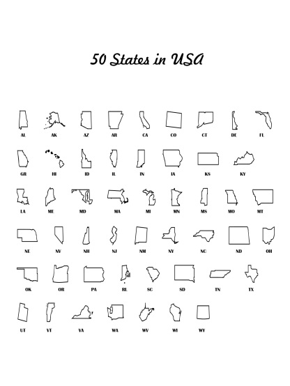 Custom Lover's Map of the 50 States in the United States Necklace