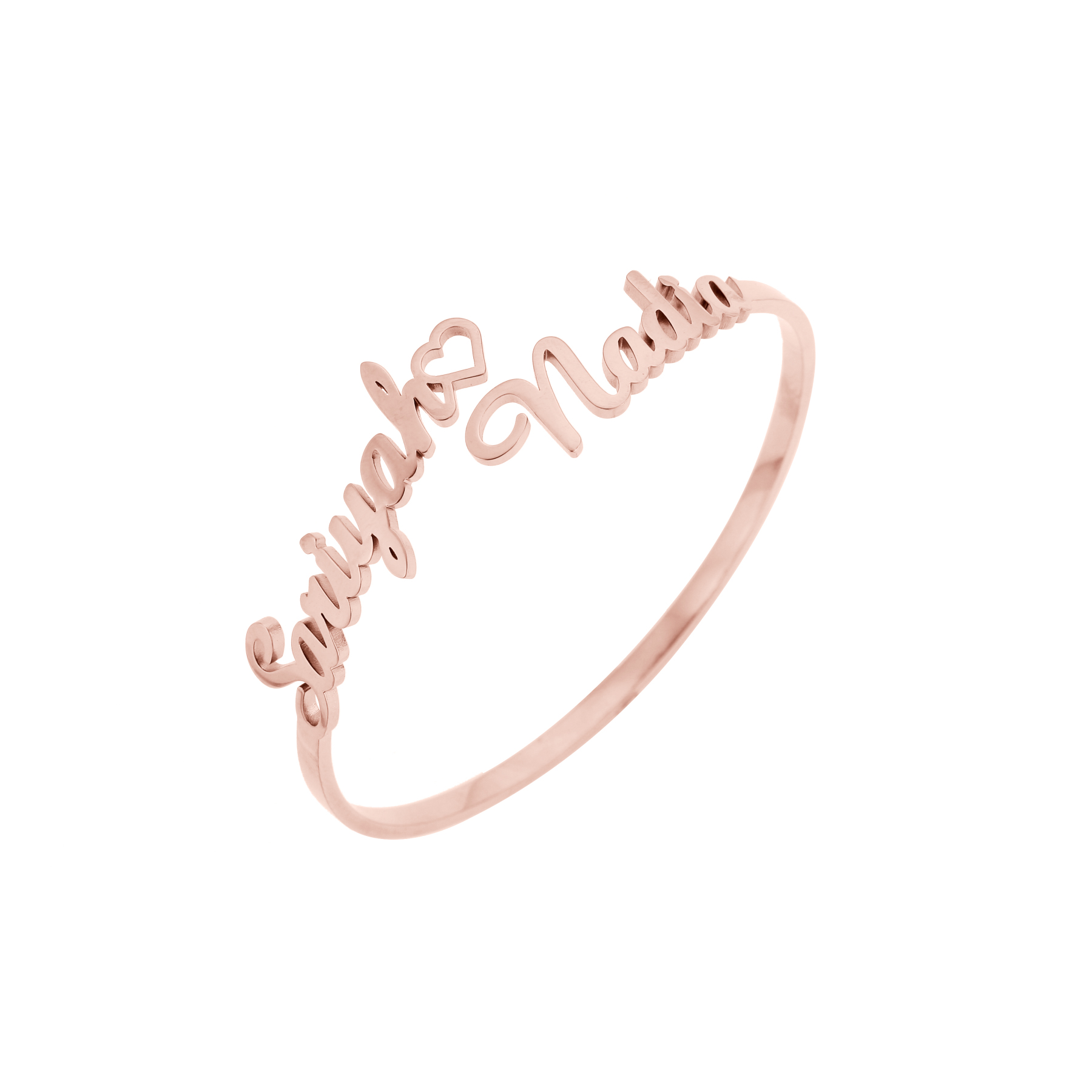 Custom Double Name Bracelet with Heart Design