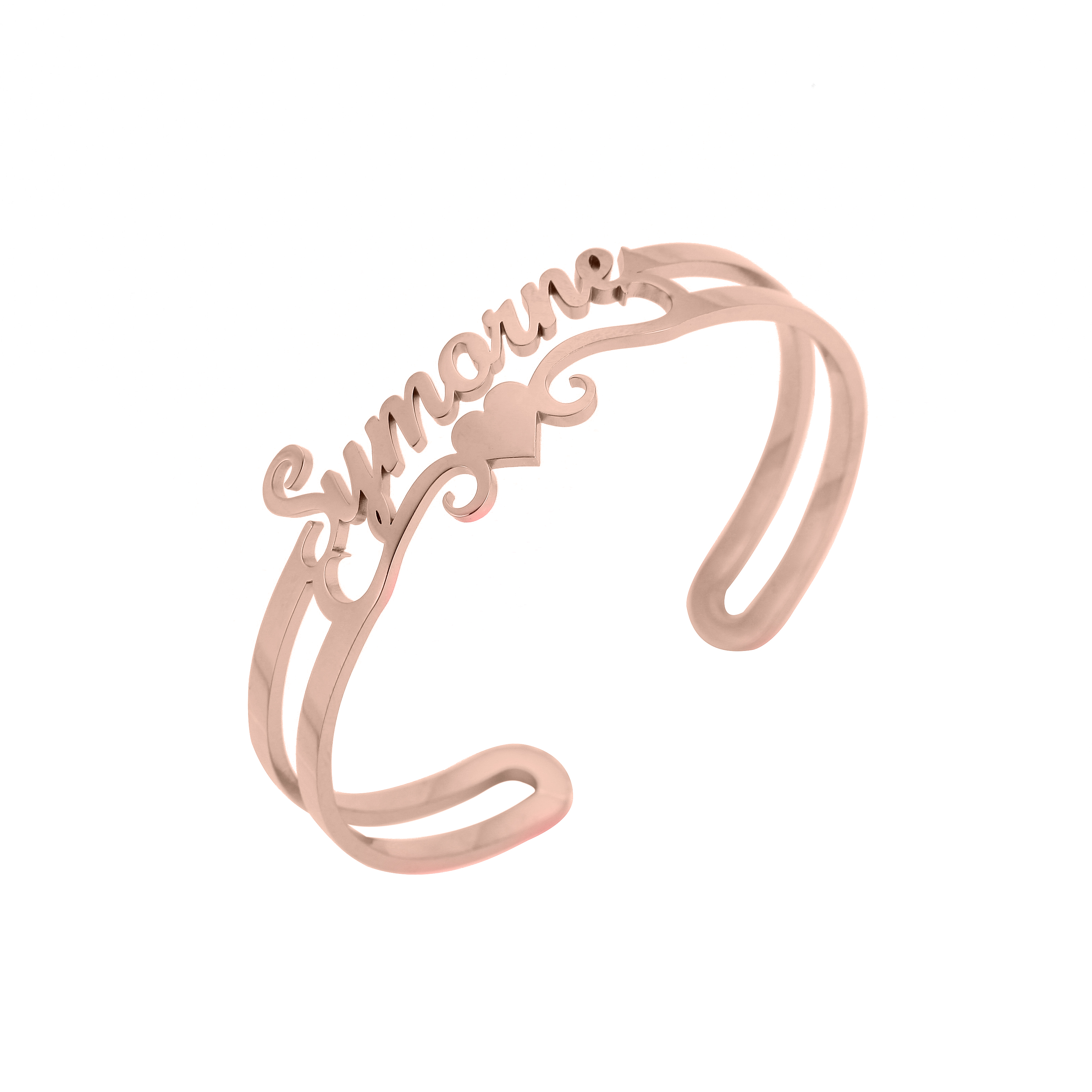 Custom Hollow Heart shaped Ribbon Name Bracelet