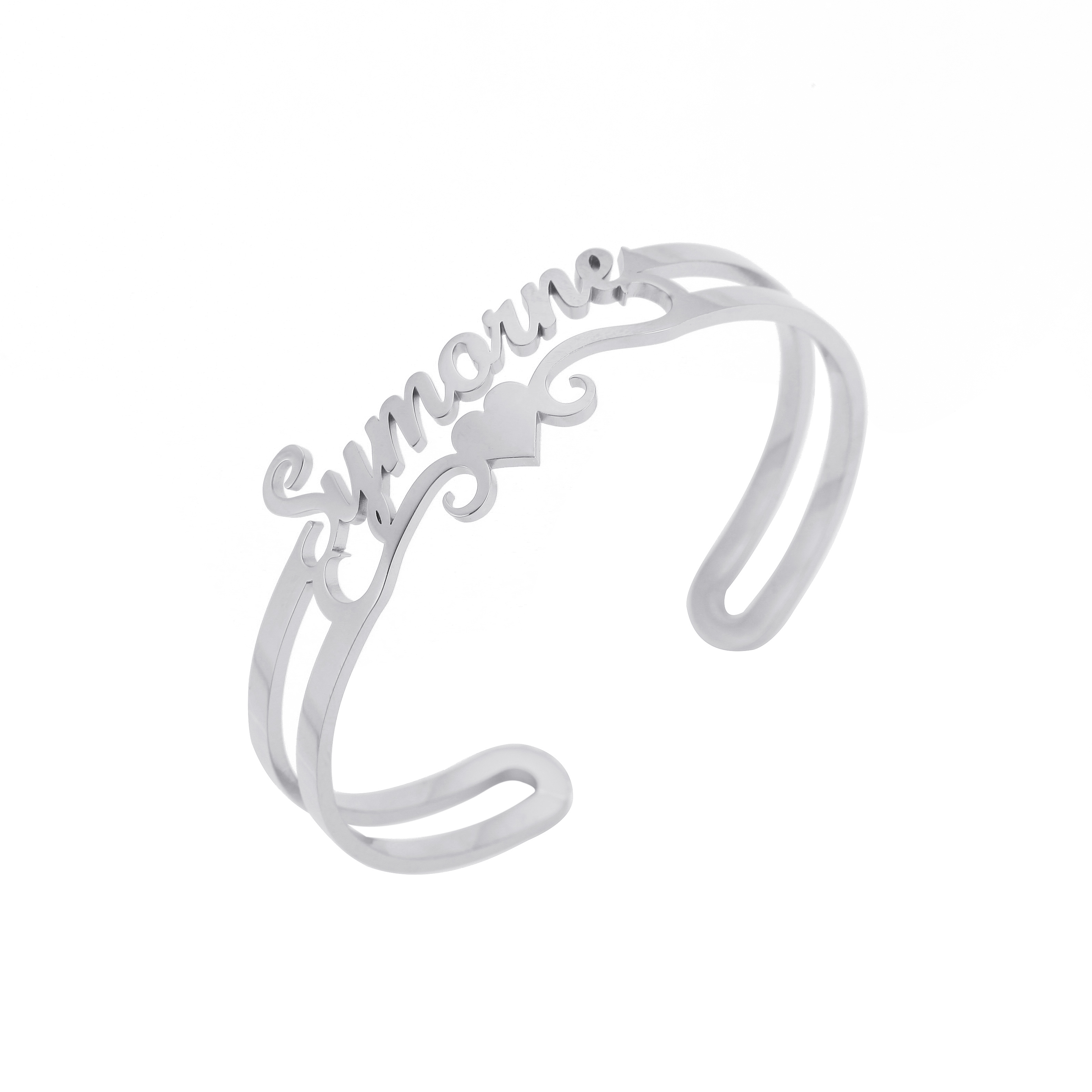 Custom Hollow Heart shaped Ribbon Name Bracelet