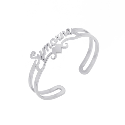Custom Hollow Heart shaped Ribbon Name Bracelet