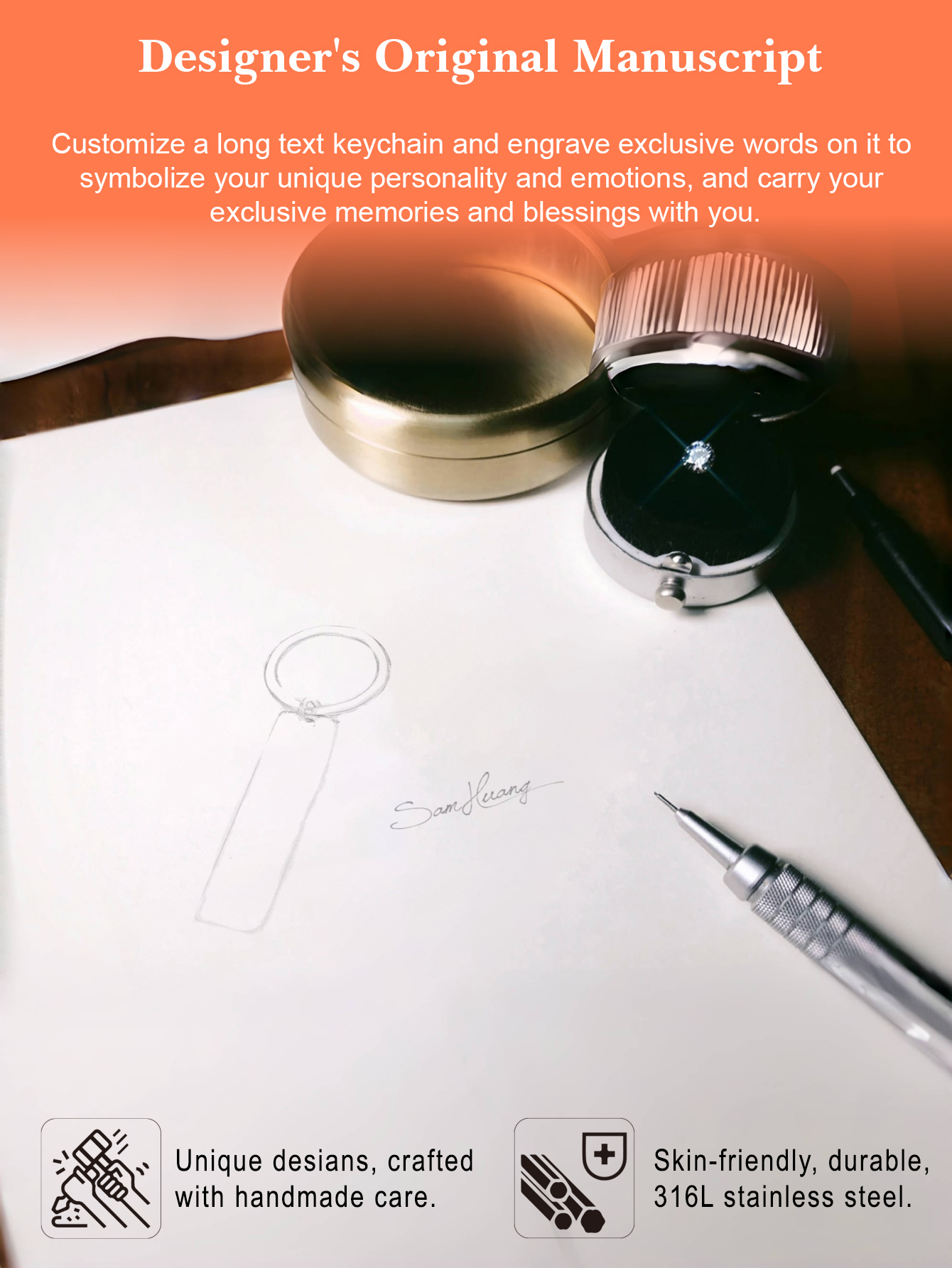 Custom Keychains with Engraved Sentences in Various Languages (English/Arabic/French and so on)