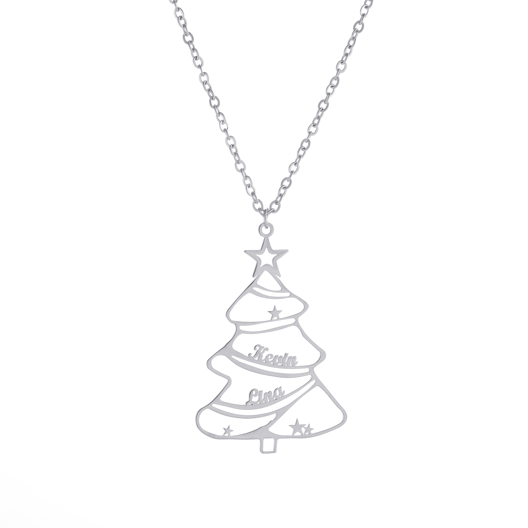 Personalized Christmas Tree Name Necklace