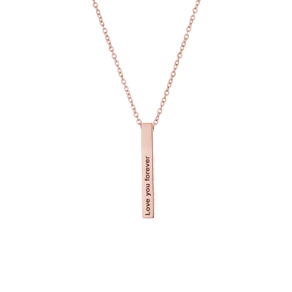 Custom Necklace with Cuboid Pendants Engraved with Text on Four Sides