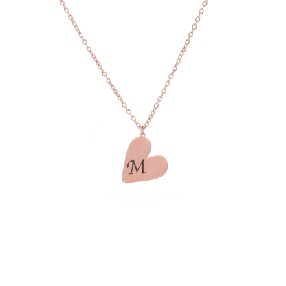Simple Custom Engraved Letter Necklace in Heart Shape