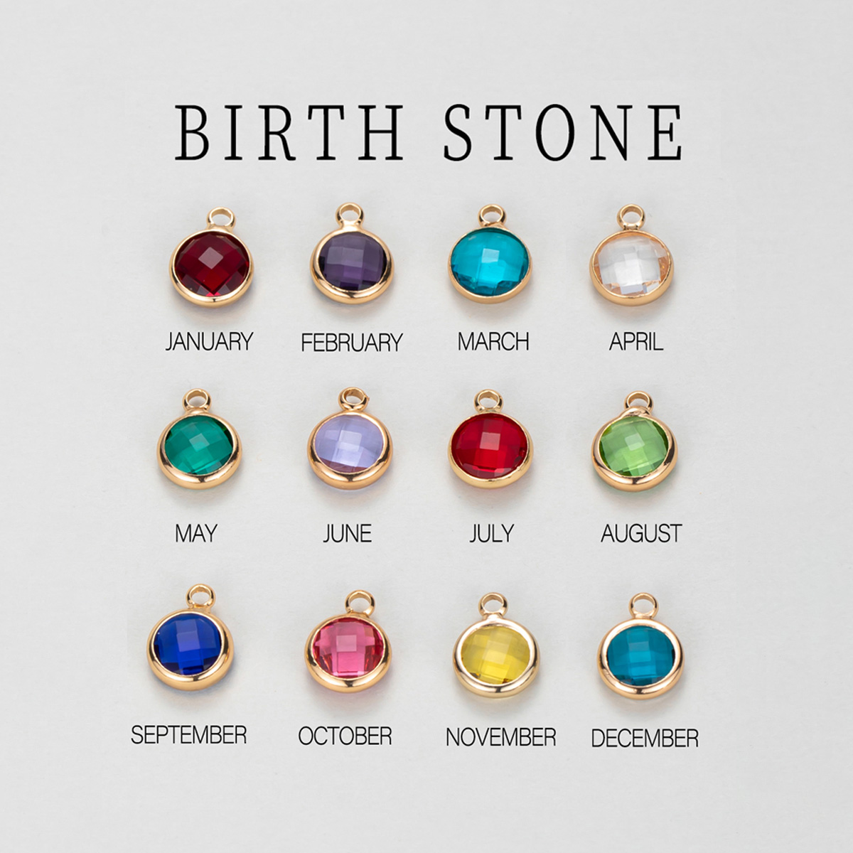 Carved Constellation Round Customized Birthstone Pendant Necklace