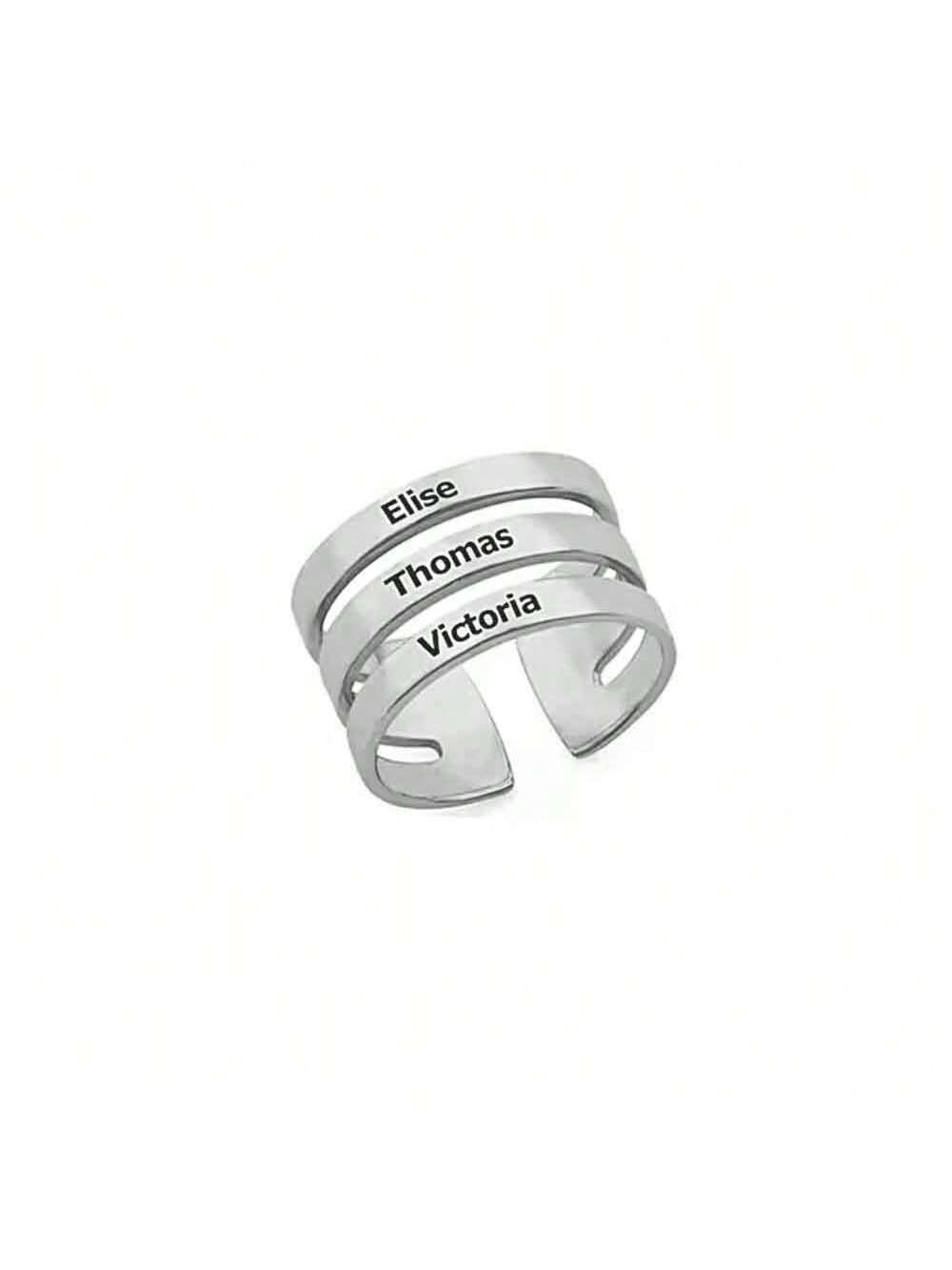 Customized three-ring name rings.