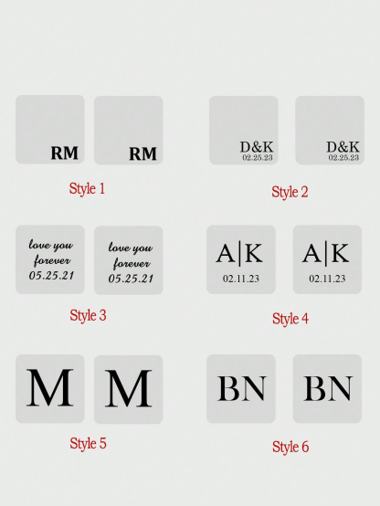 Six Styles of Square Custom Text Cufflinks