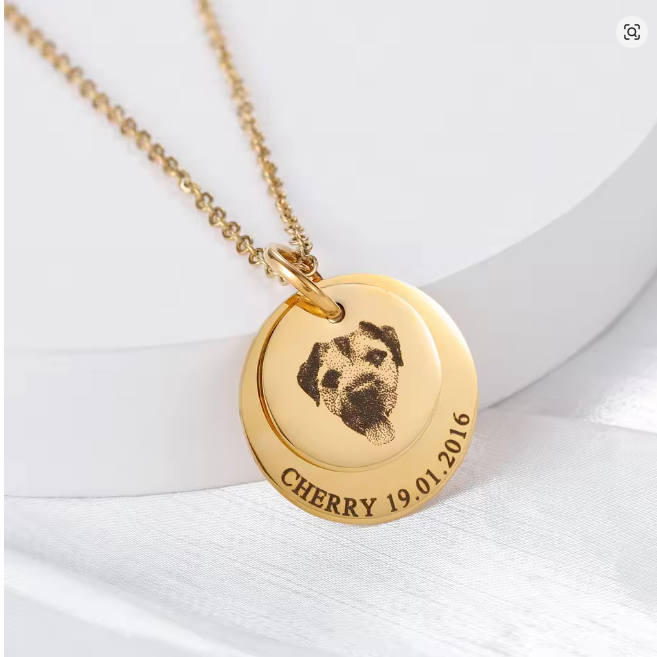 Custom Pet Photo Engraved Necklace