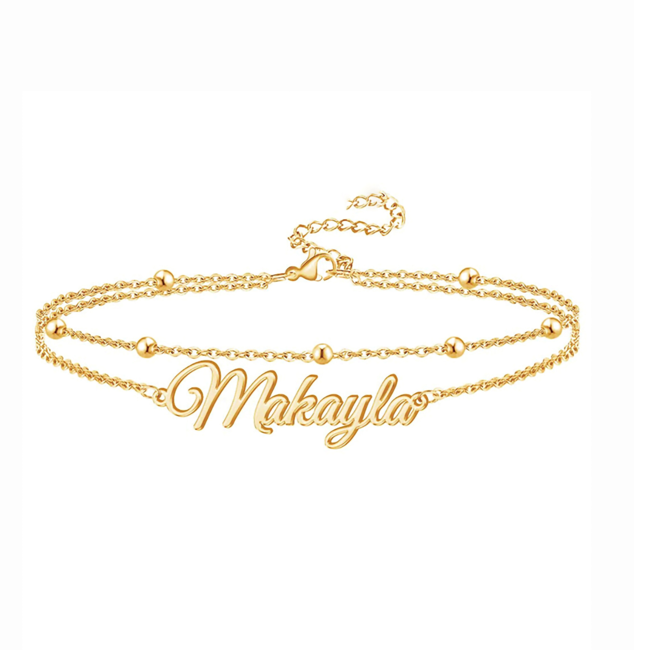 Personalized Name Double Layered Chain Bracelet & Ankles