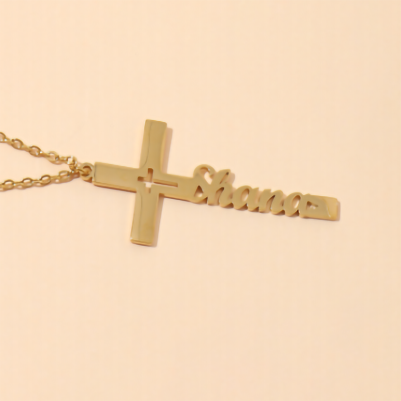 Custom Name Necklaces in Four Style with Crosses