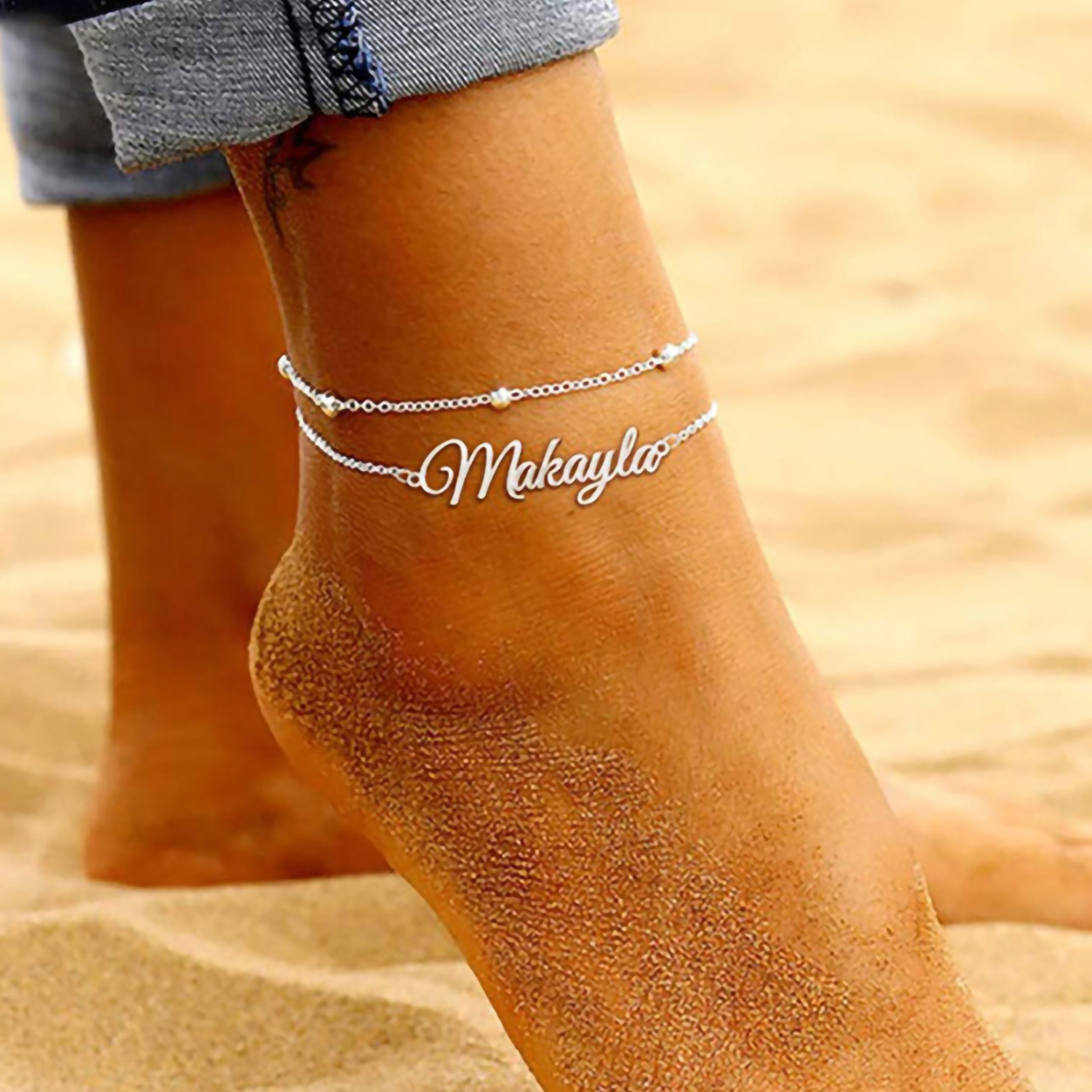 Personalized Name Double Layered Chain Bracelet & Ankles
