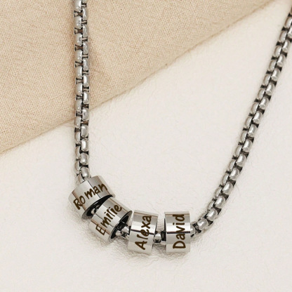 Customized Engraved Multi-name Beading Necklace