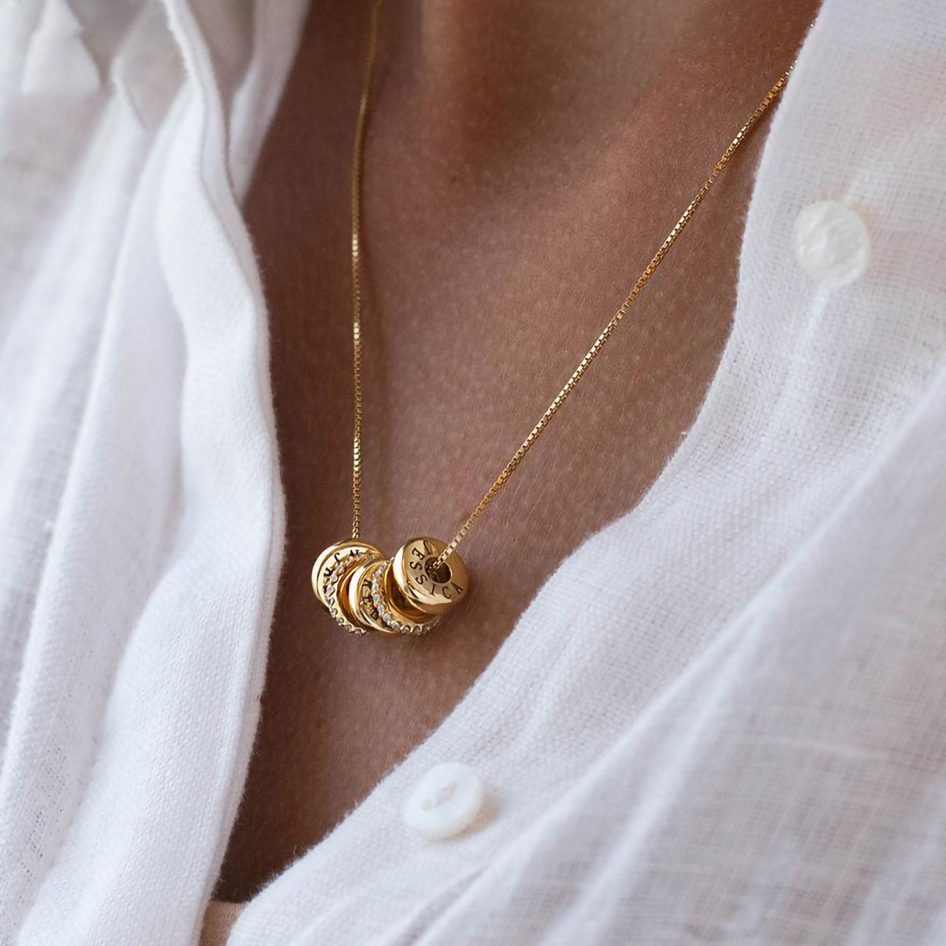 Custom Name Flat Bead Necklace