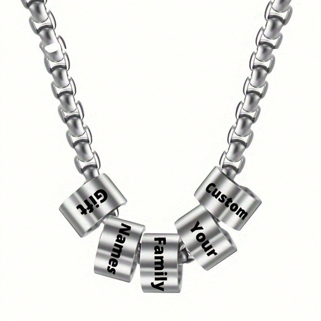 Customized Engraved Multi-name Beading Necklace